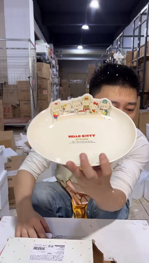 瓷片原盒kt猫一家人合集餐盘