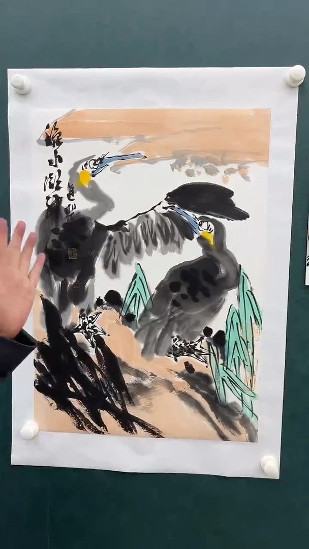 国画李进潮-2.7平尺-花鸟-带书