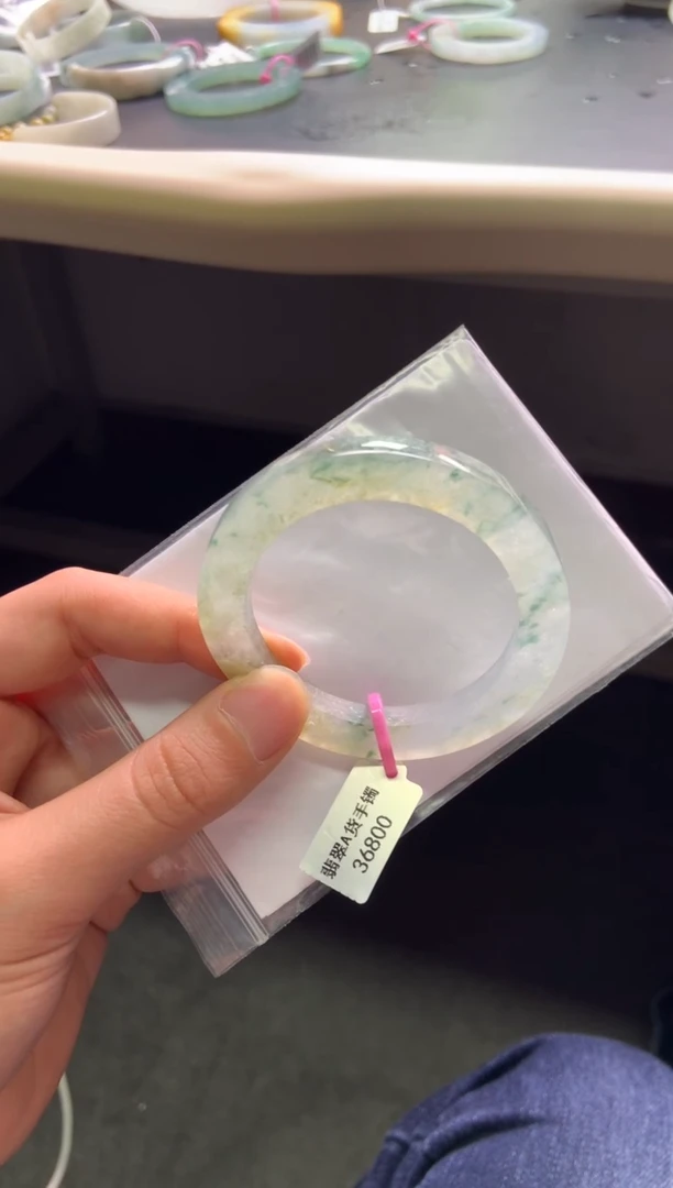 未镶嵌手镯定制翡翠冰糖雪梨飘花49-55