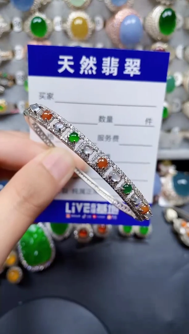 银S925镶嵌手链翡翠138
