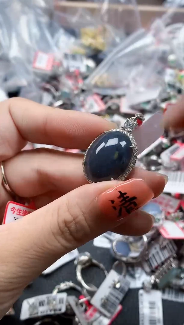 银S925镶嵌戒指翡翠天然A货缅甸翡翠