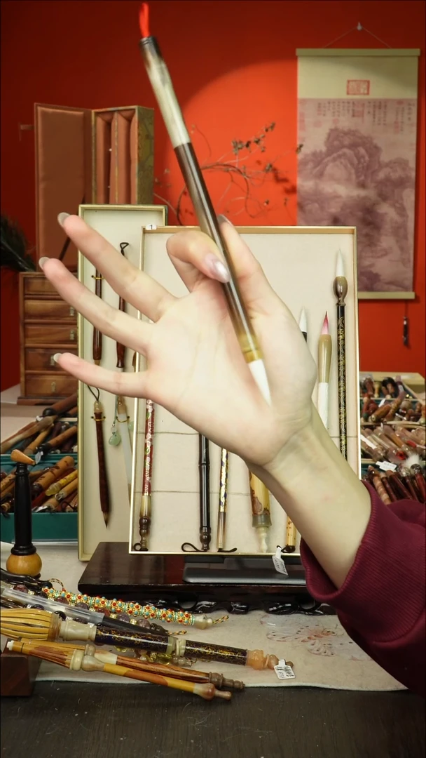 502号闪孤品高货毛笔链接 清水试笔 蘸墨不退