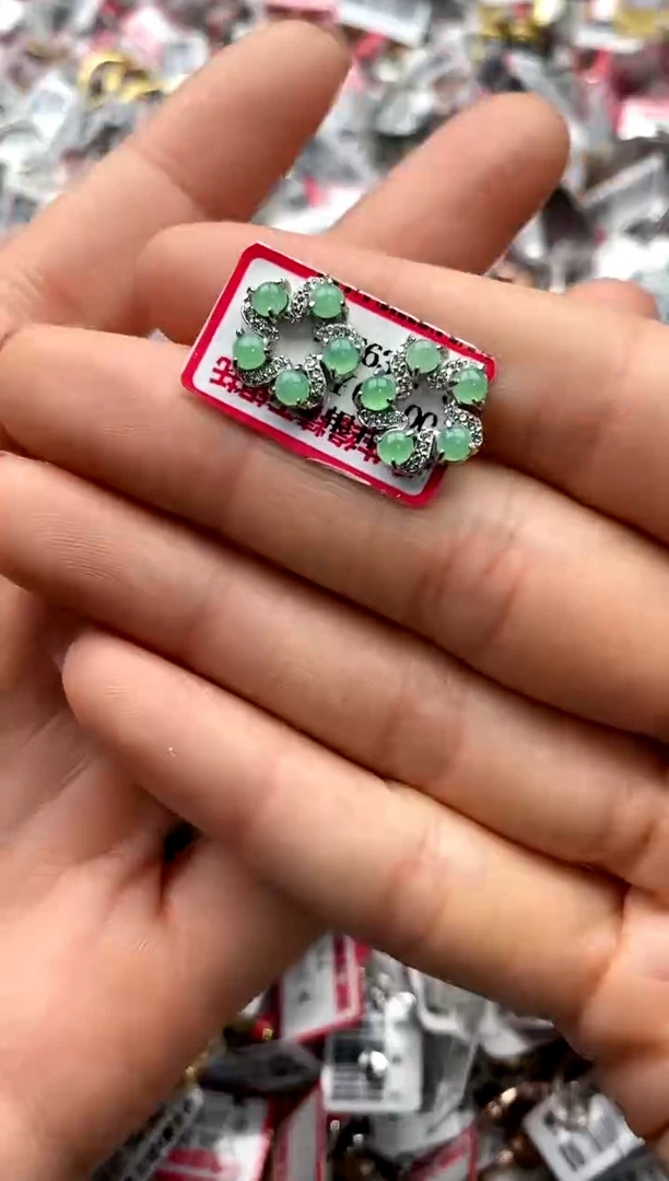 【闪购商品】翡翠戒指银S925镶嵌222222     1