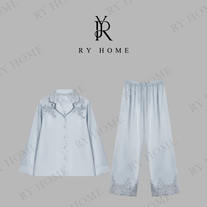 【容雨RYHOME】蕾丝镂空烫钻长袖睡衣套装251ST1325