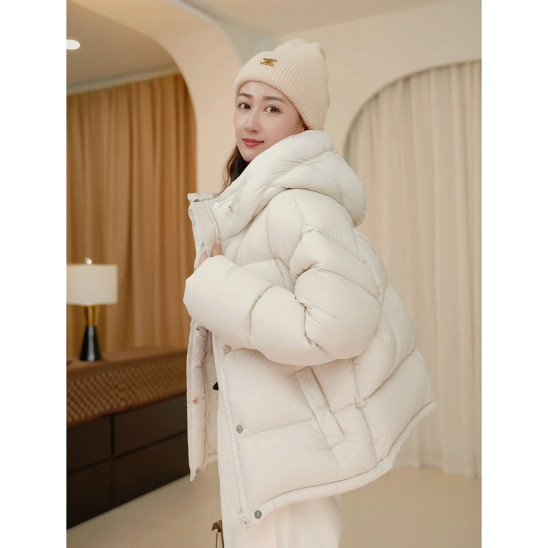 【新标95绒子】泡芙95白鸭绒宽松保暖连帽冬季时尚百搭短款羽绒服