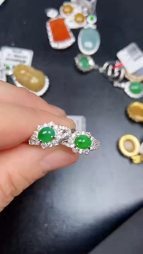 银S925镶嵌戒指翡翠2920