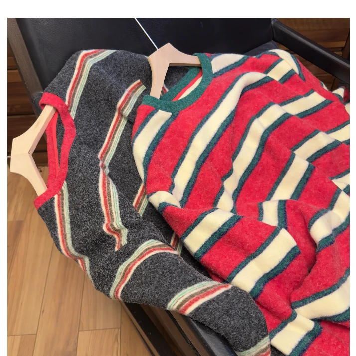 新款撞色拉绒款宽松慵懒风上衣 SF-0155-1