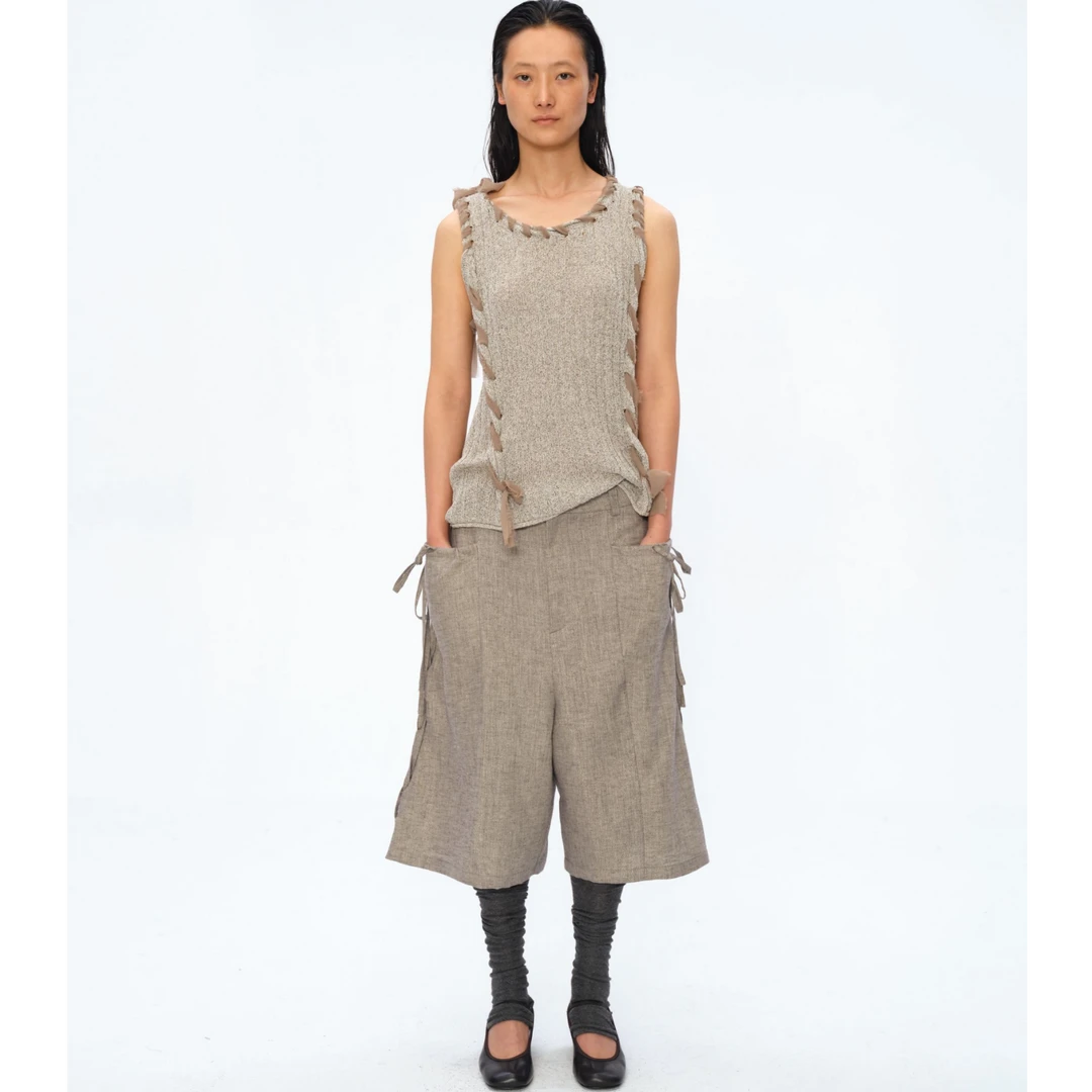 square circle多色可选穿绳绑带针织背心