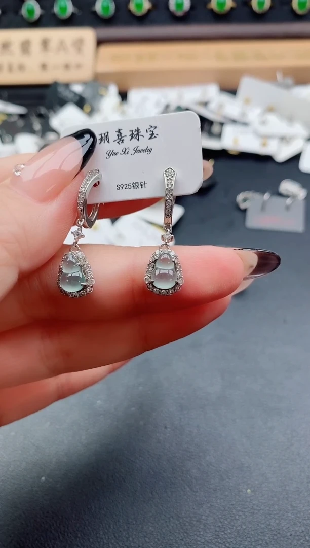 银S925镶嵌戒指翡翠1