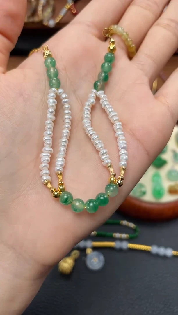 【闪购商品】石英质玉套链未镶嵌一个  JK672