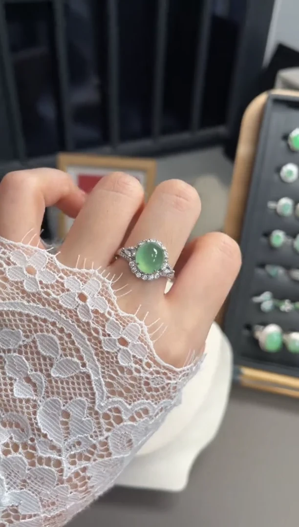 银S925镶嵌戒指翡翠1