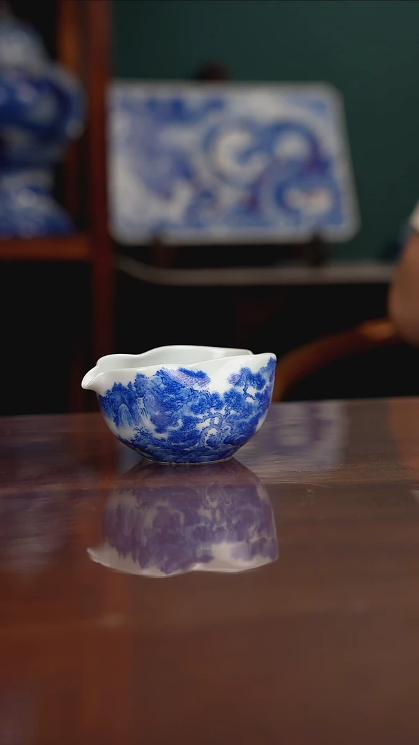 晓月柴窑 山水公道杯