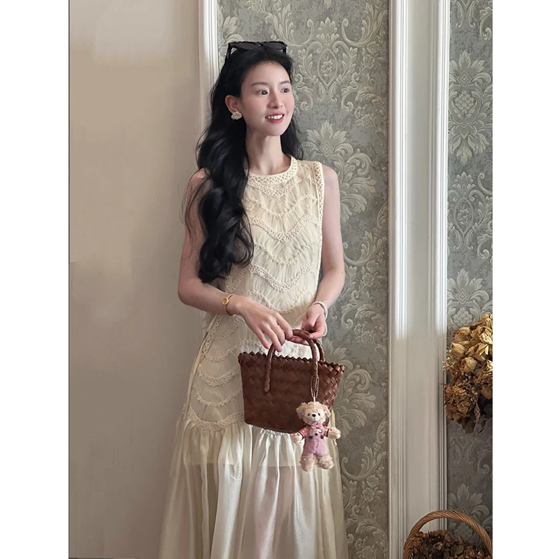 2025秋季新款法式御姐风气质无袖背心连衣裙女高级感修身显瘦长裙