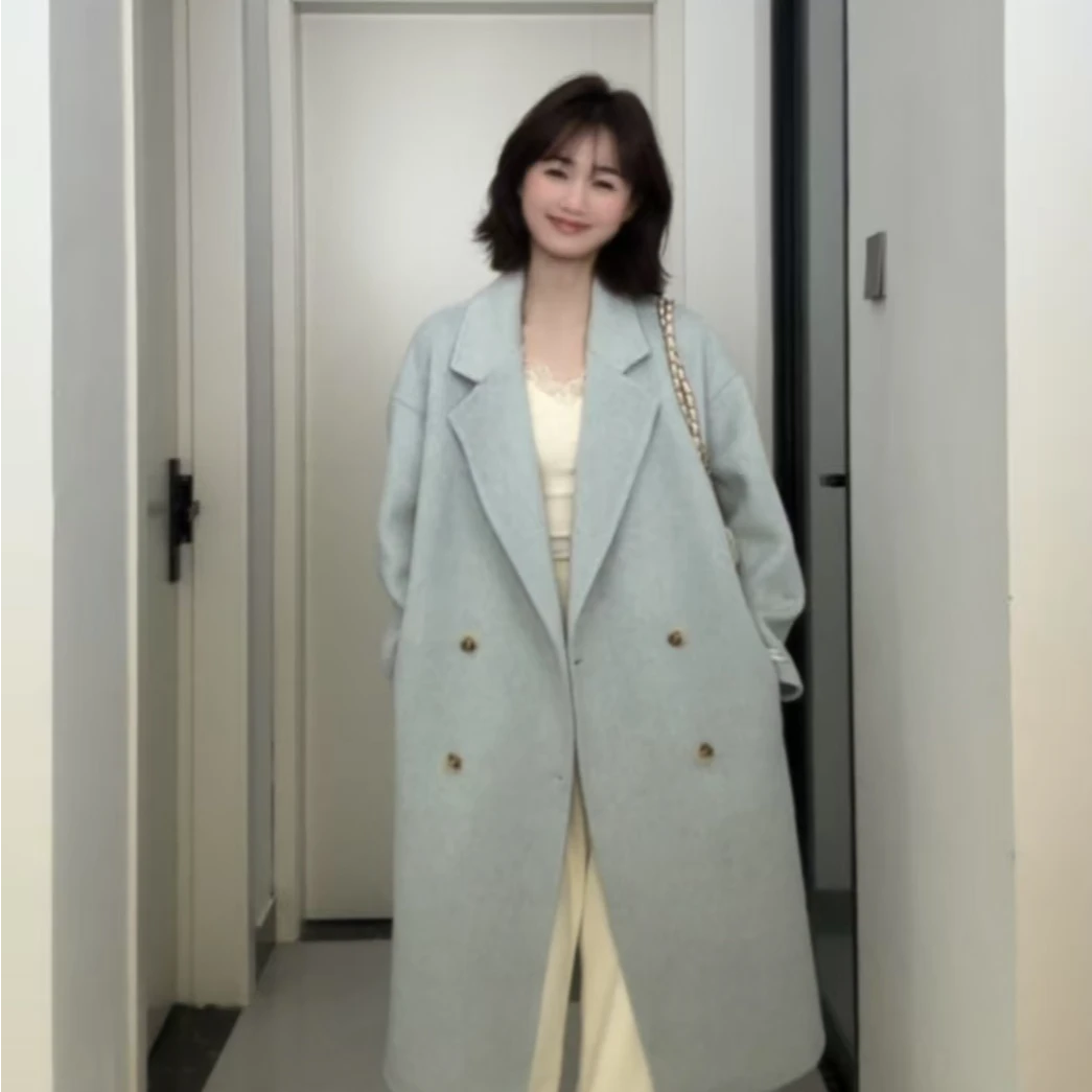 【我是米米呀】2024新款双面羊毛大衣中长款女时尚双排扣-2288