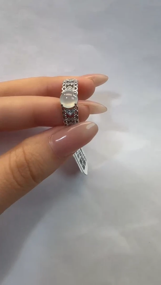 银S925镶嵌戒指翡翠925银镶翡翠戒指镶嵌194