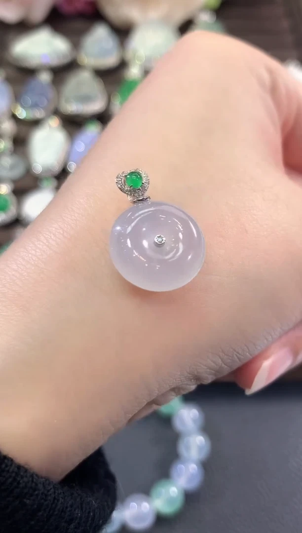吊坠(不含链)18K金镶嵌翡翠b23