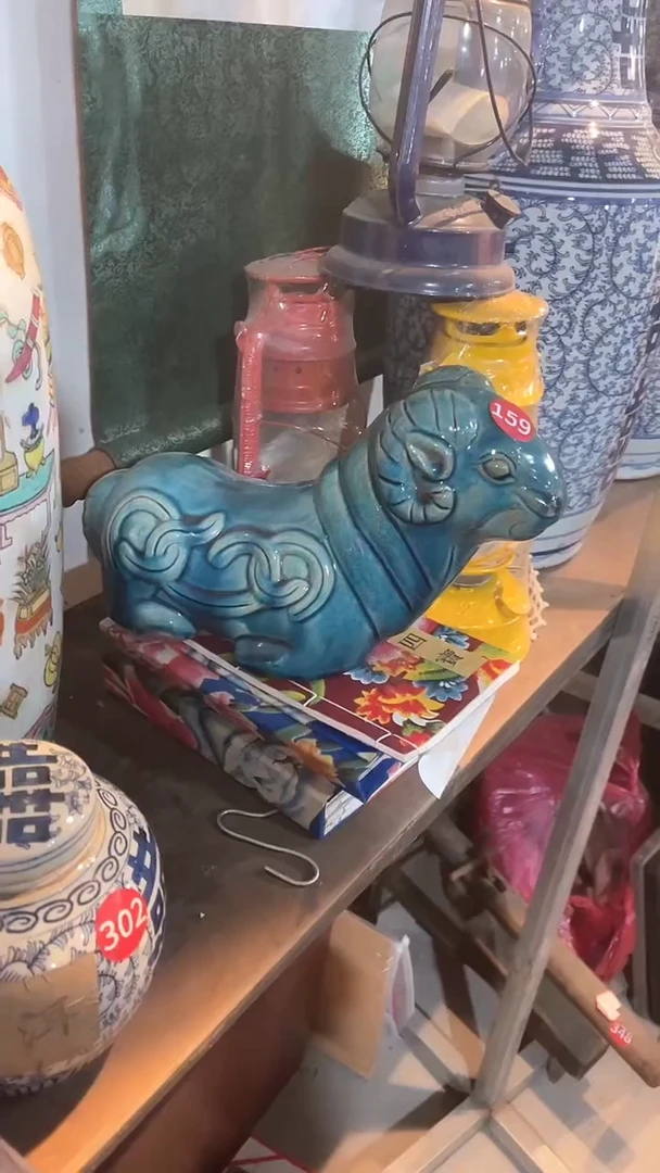 陶瓷羊凉枕复古怀旧民间收藏摆件