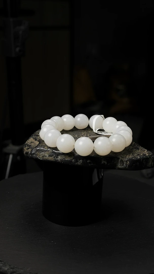 未镶嵌手串和田玉白玉清水皮手串卡14mm