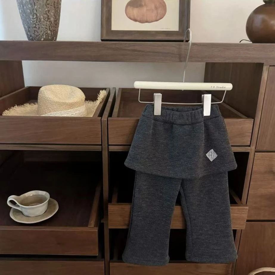 小小时髦精！韩系女宝宝假两件芭蕾风屁帘加绒休闲裤