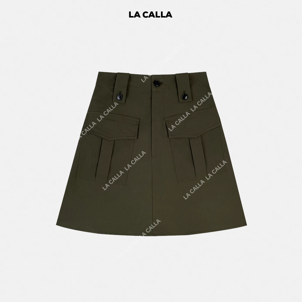 LA CALLA拉达裙日系工装口袋半身裙YY-M-5353