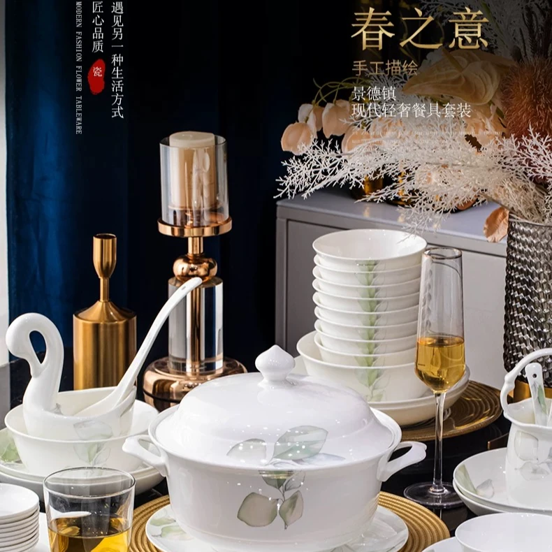 春之意56头餐具-景德镇陶瓷家用