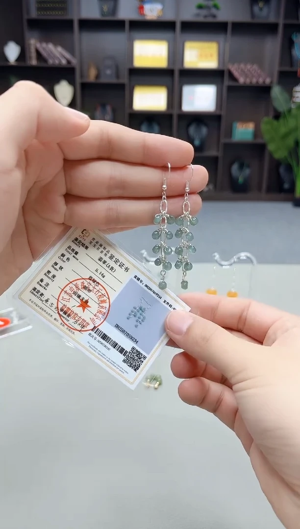银S925镶嵌翡翠耳饰911000