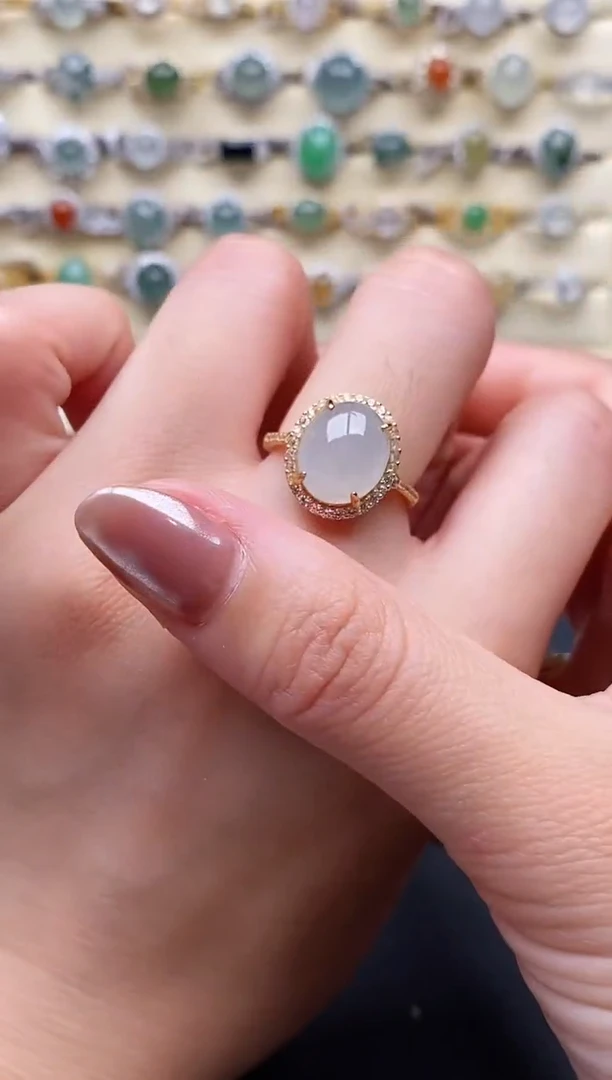 翡翠戒指银S925镶嵌55555555+5