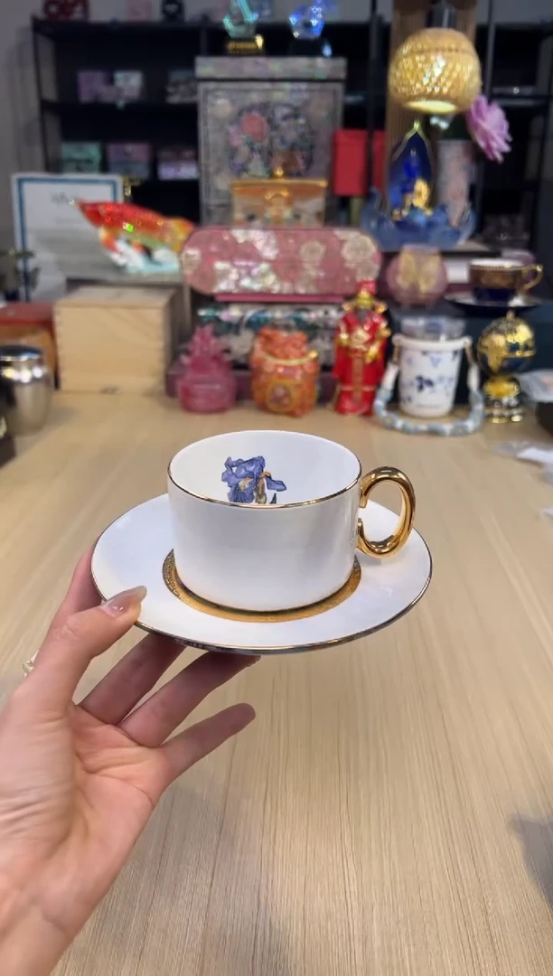 291梵高鸢尾咖啡杯碟-矮款