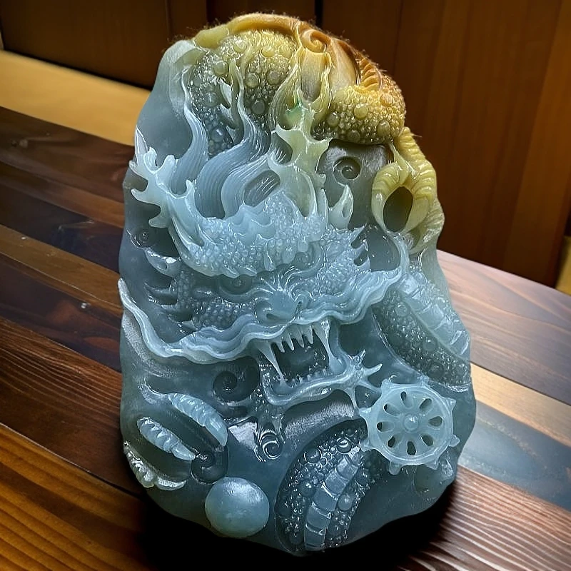 翡翠黄翡随行龙牌毛货抛光3天 尺寸76*48*11.1mm