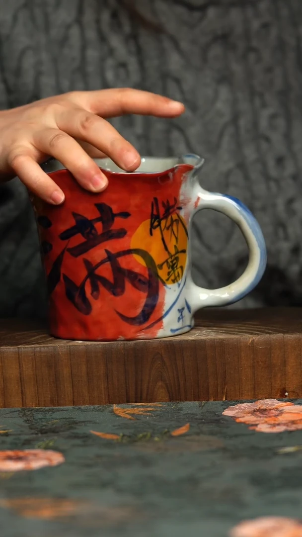 杯釉下彩手工手绘同款陶器