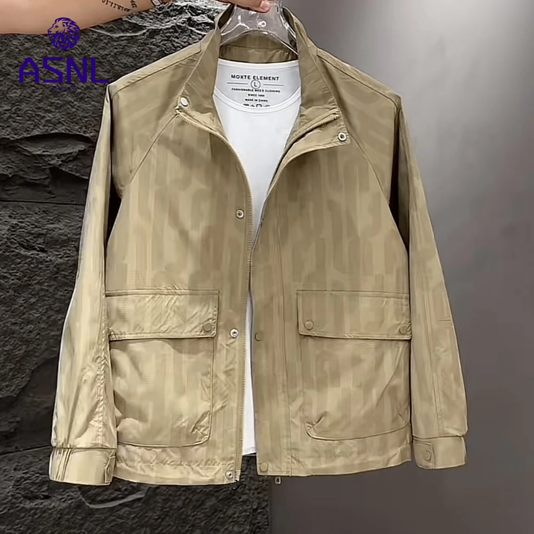 美式外套男春秋季新款流行夹克男士潮流百搭痞帅休闲立领工装上衣