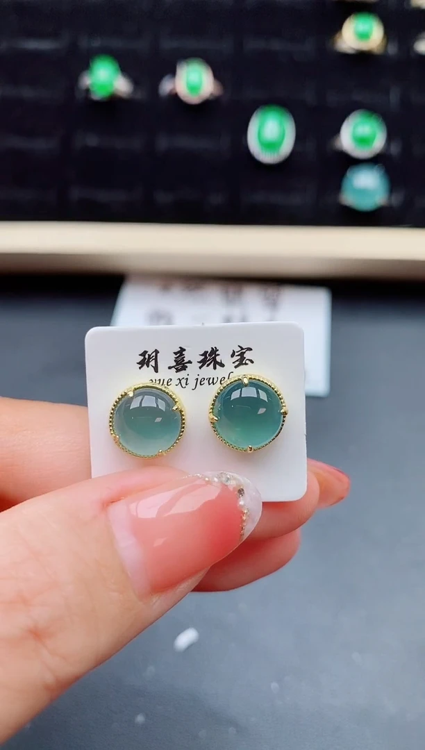 【闪购商品】翡翠耳饰银S925镶嵌05800