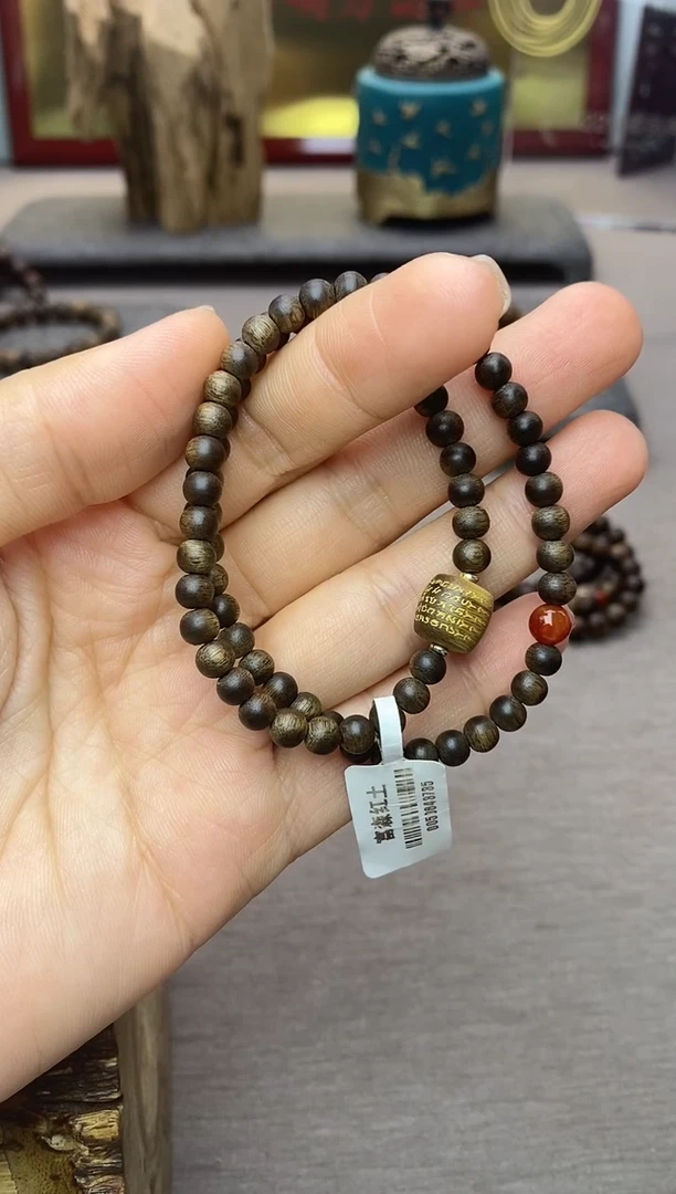 手串沉香木富森红土05沉水+红土五条+配饰两圈款