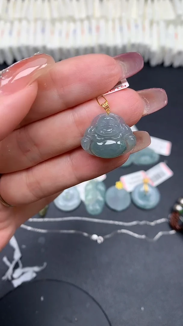 翡翠18K金镶嵌吊坠(不含链)MS190844