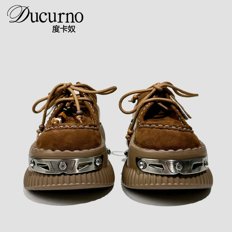 Ducurno 厚底勃肯鞋女2025夏季度假矮子乐高级感松糕鞋