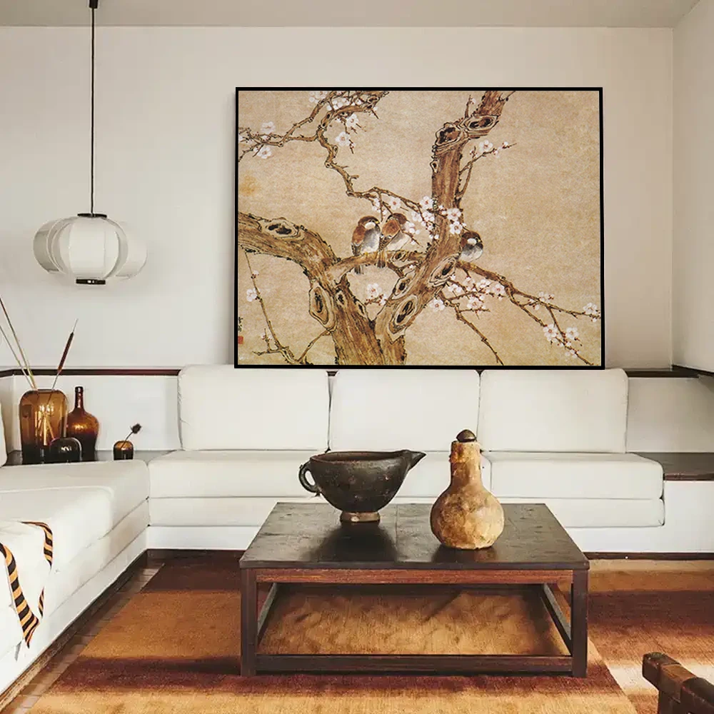 新中式宋代美学花卉茶室禅意摆画挂画餐厅客厅卧室床头壁画装饰画