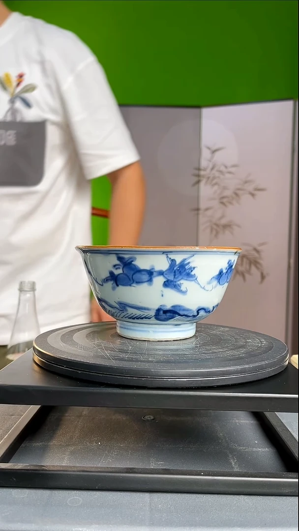茶器h****辉青花仙鹤满工碗