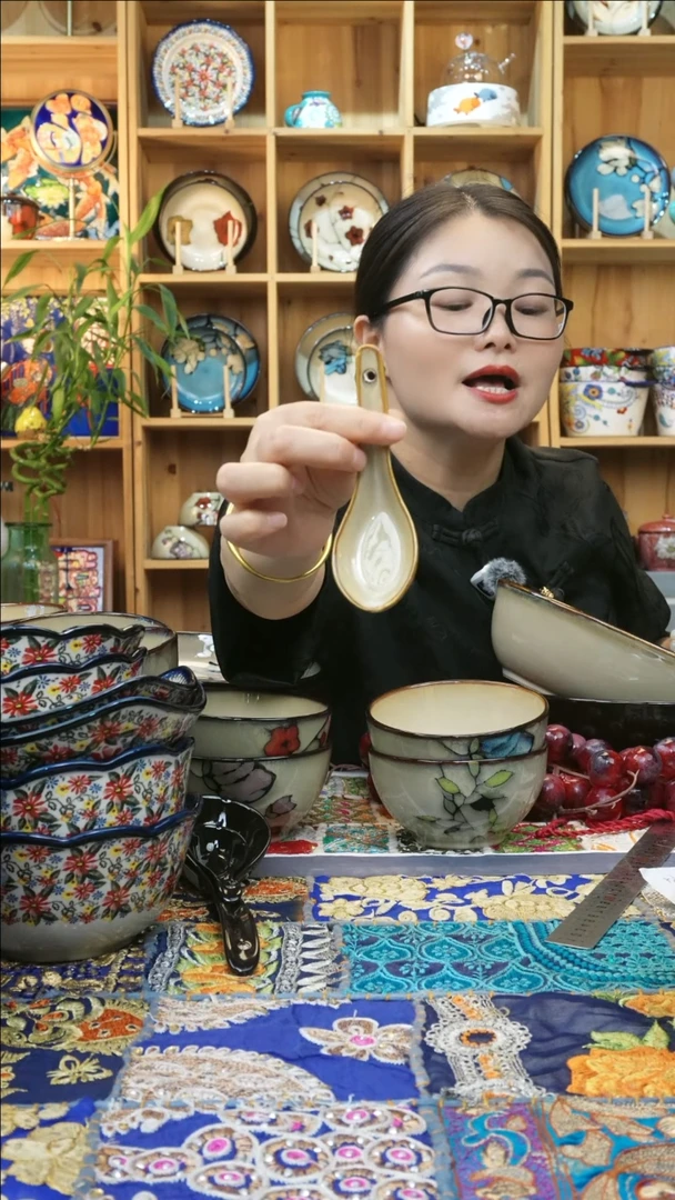 瓷片小可高温瓷餐具小勺2只