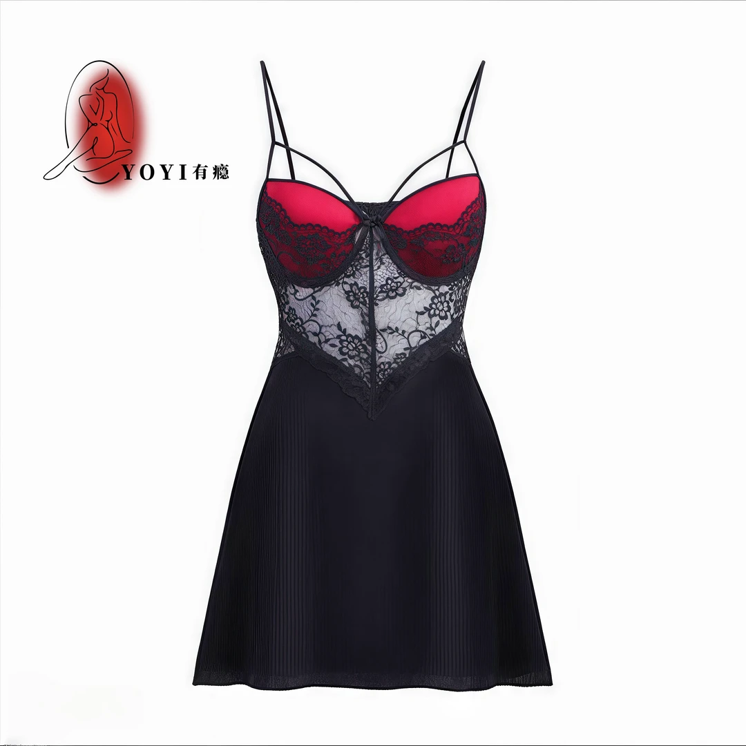 『有瘾YOYI』芷若 法式修身蕾丝复古睡裙显瘦