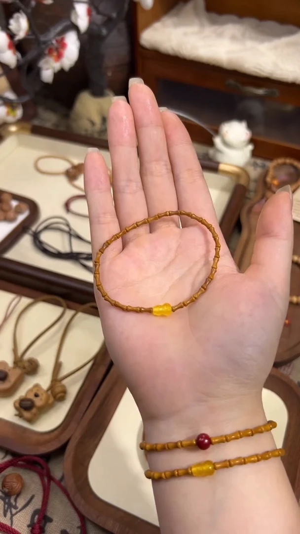 手串桃核【桃缘行】竹节「黄色葫芦」桃木桃核辟、挡、驱、护 备注手围