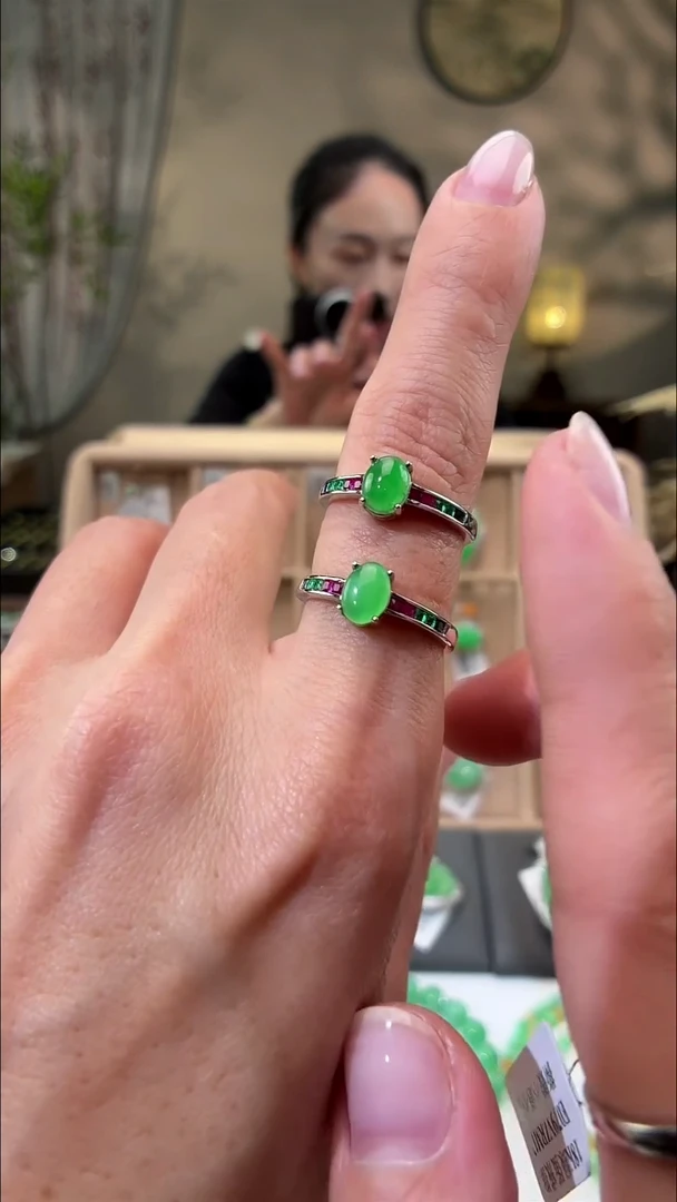 吊坠(不含链)银S925镶嵌翡翠戒指多样性发其一