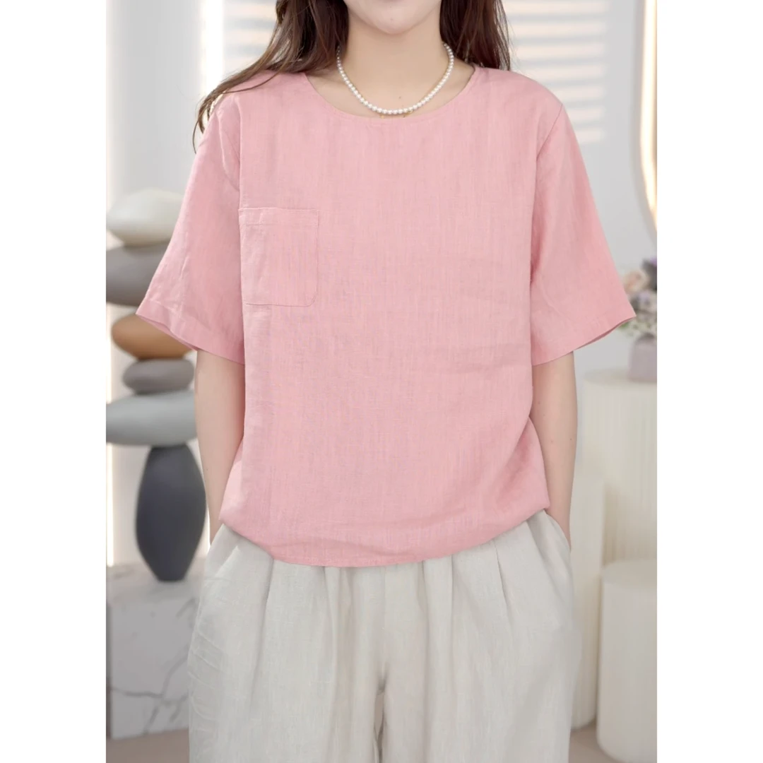 [生态汉麻]汉琴6612款夏季人手必备100纯生态汉麻简约百搭文艺T恤