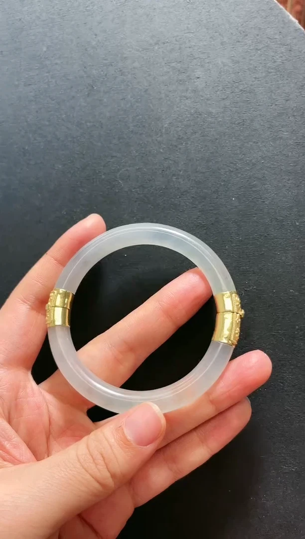 【闪购商品】翡翠手镯银S925镶嵌圈口53.4支持48小时鉴赏