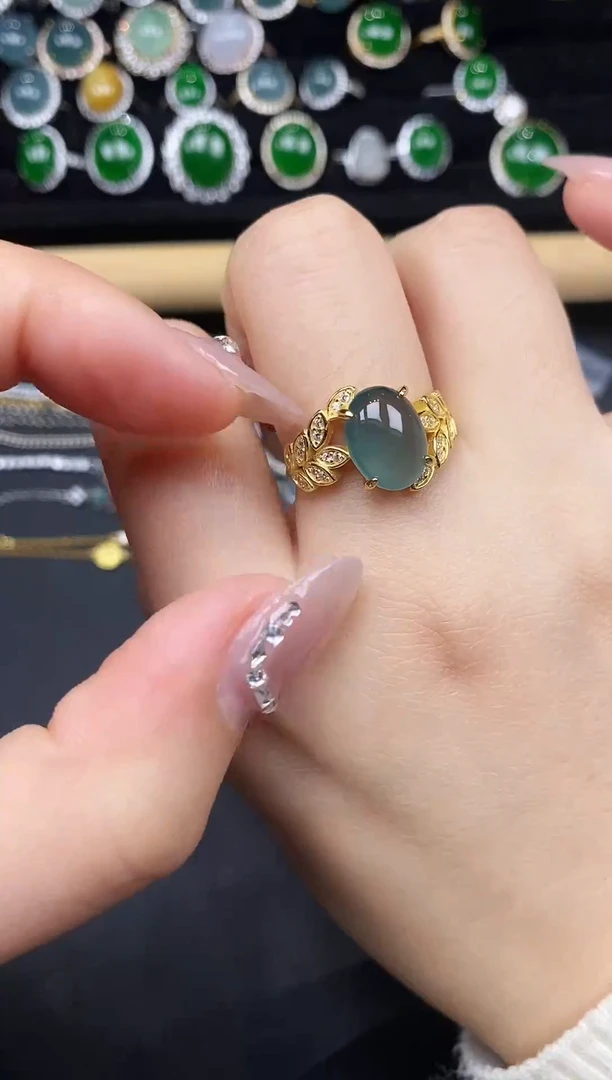 银S925镶嵌戒指翡翠378385