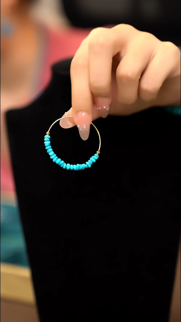 银S925镶嵌绿松石耳环WG1996-299