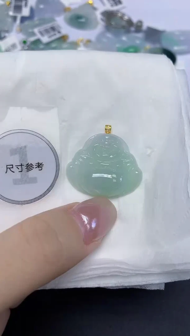 颈饰18K金镶嵌翡翠天然缅甸翡翠A货百元以上9元证书费自理
