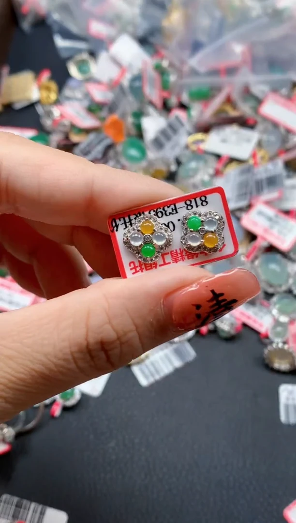 银S925镶嵌戒指翡翠天然A货缅甸翡翠