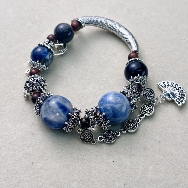 CB4070 蓝晶石 银耀石 百搭水晶手串