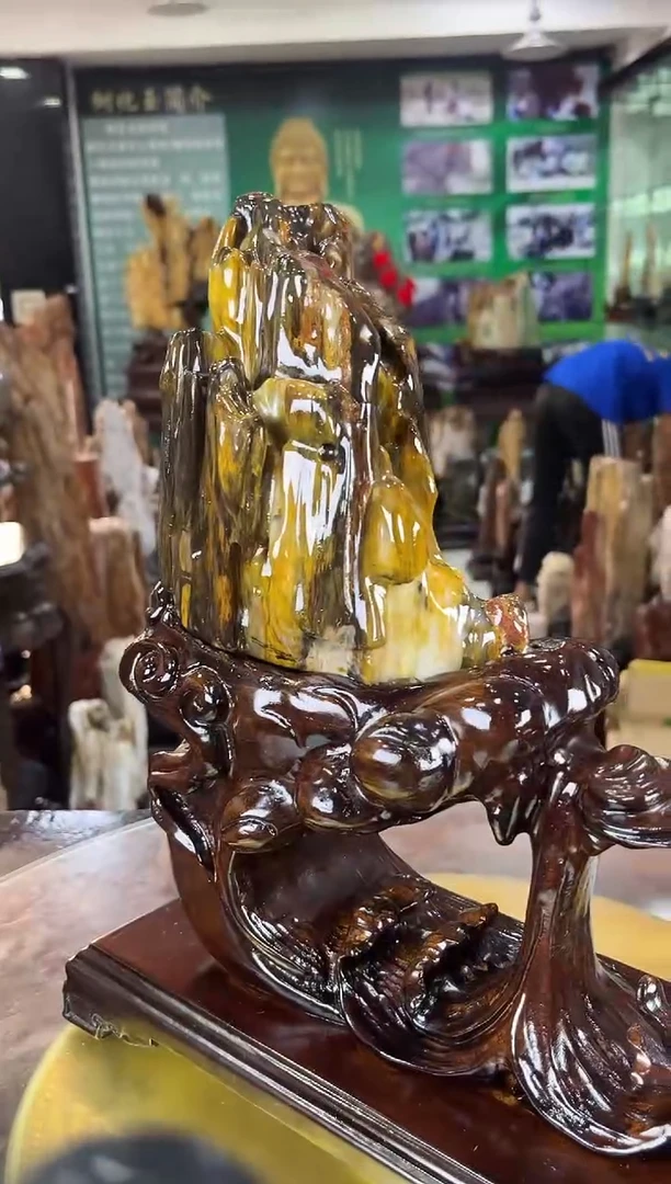 缅甸天然树化玉摆件