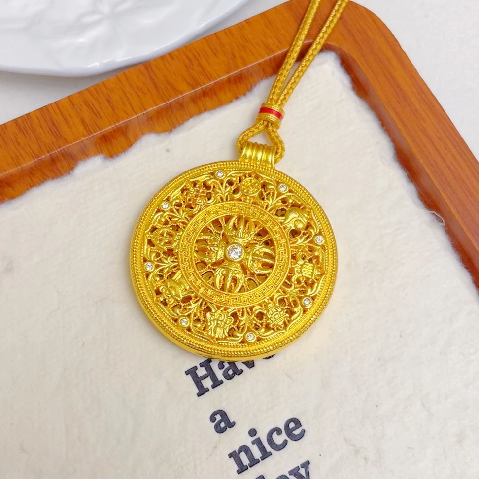 吊坠 2332-精工 镂空八宝罗盘金刚杵吊坠大号时尚新中式